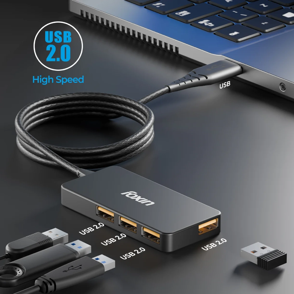 Foxin 4 Port USB Hub 2.0 with 1.5m Cable FUH 002 view 4